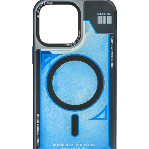 Премиальный стеклянный чехол URR Blue MagSafe на iPhone 15 Pro